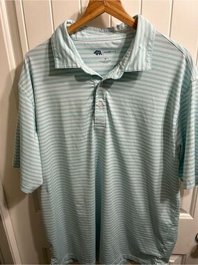 Performance Polo in Light Aqua Stripe - Onward Reserve